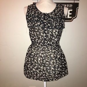 Romy Bird Black Ruffled Blouse Size Medium
